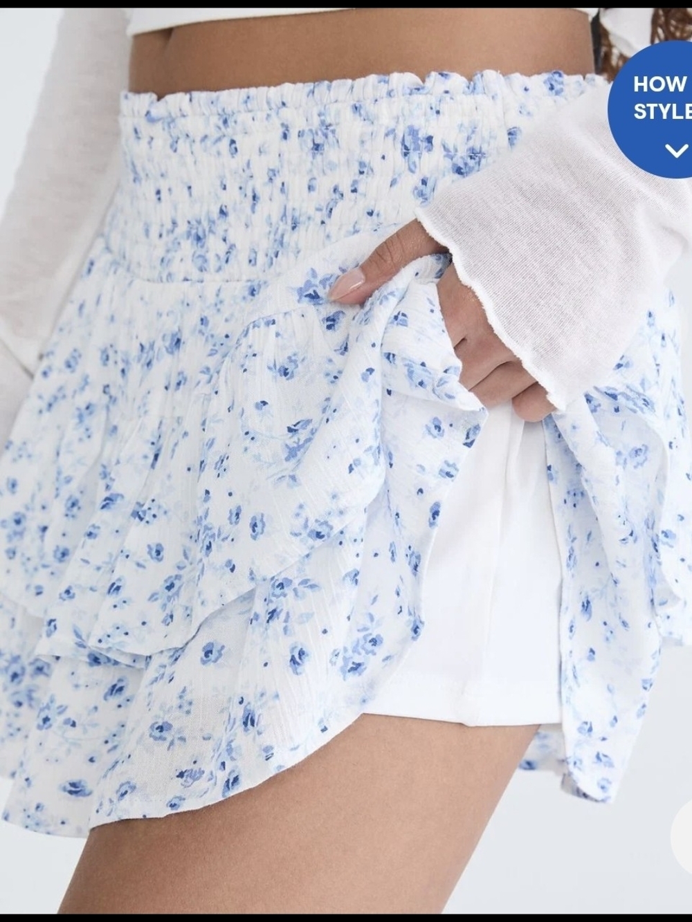 Aeropostale White Skort with Light Blue Floral Print XL - Picture 3 of 6